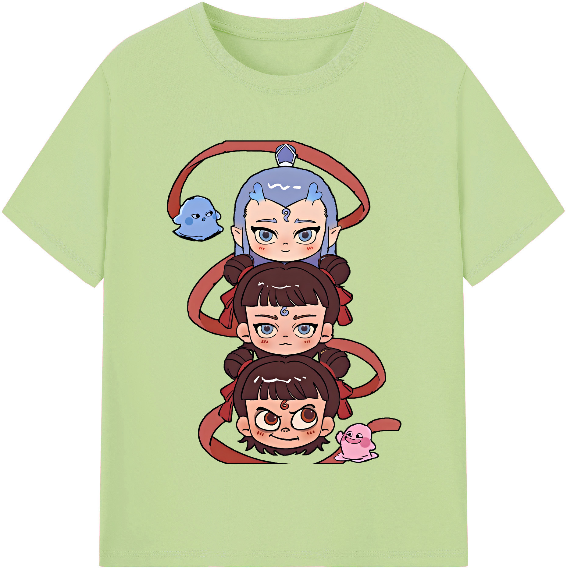 （画像用） Ne Zha 2 ナタ 魔童の大暴れ 綿100％半袖Tシャツ（フロントプリント）